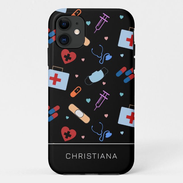 Coques Case-Mate iPhone Infirmière RN personnalisée | Docteur Motif Médica (Dos)