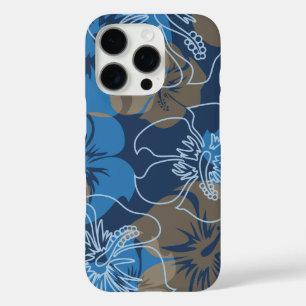 Coques iPhone 16 Pro Iniki Point Hawaïen Hibiscus Floral Bleu