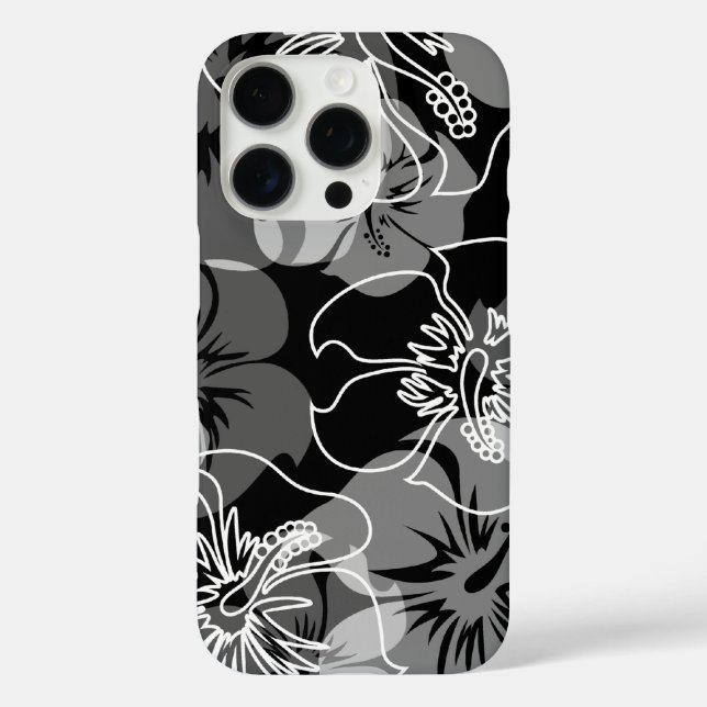 Coques Case-Mate iPhone Iniki Point Hawaïen Hibiscus Floral Noir (Verso)