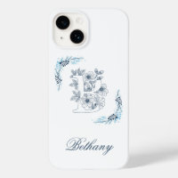 Initiale "B" Monogramme bleu Calme Floral