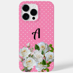 Coque Pour Pour iPhone 14 Pro Max Initiale Boho pois rose avec floral l Girl