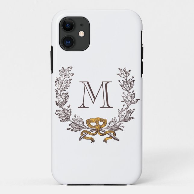 Coques Case-Mate iPhone Initiale de monogramme personnalisée par guirlande (Dos)