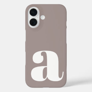 Coque Pour iPhone 16 Initiale monogramme minimaliste en Taupe Brown