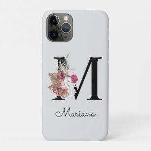 Case-Mate iPhone Case Initiale Monogrammée M Floral Bohème Rose