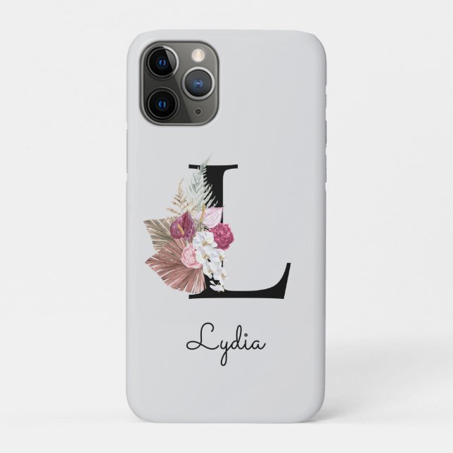 Coques Case-Mate iPhone Initiale Monogrammée M Floral Bohème Rose (Dos)