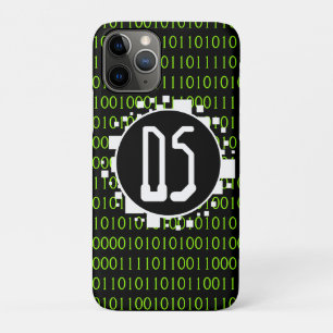 Case-Mate iPhone Case Initiales 1s 0s Binary Digital Matrix Blanc Vert
