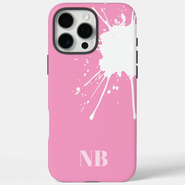 Coques Case-Mate iPhone initiales abstraites de nom de monogramme rose et  (Verso)
