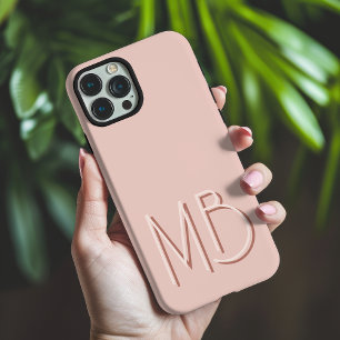 Coques iPhone 16 Pro Max Initiales contemporaines en monogramme rose modern