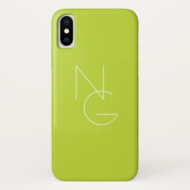 Coques Case-Mate iPhone Initiales de chevauchement modernes 2 | Lime vert (Dos)