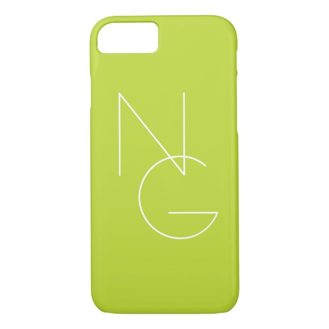 Coques Case-Mate iPhone Initiales de chevauchement modernes 2 | Lime vert (Dos)