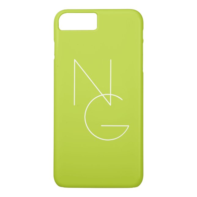 Coques Case-Mate iPhone Initiales de chevauchement modernes 2 | Lime vert (Dos)