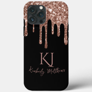Case-Mate iPhone Case Initiales de monogramme à paillettes de rose gold