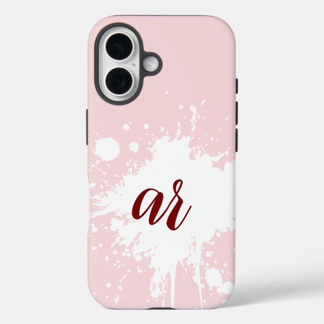 Coques Case-Mate iPhone Initiales de monogramme Rose Poudré Éclaboussure B (Verso)