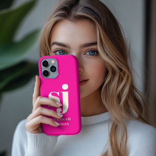 Case-Mate iPhone Case Initiales de monogramme rose vif élégant