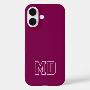 Coque Pour iPhone 16 Initiales de monogramme universitaire de vin de co