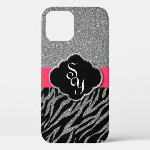 Case-Mate iPhone Case Initiales du modèle Zebra de Parties scintillant d