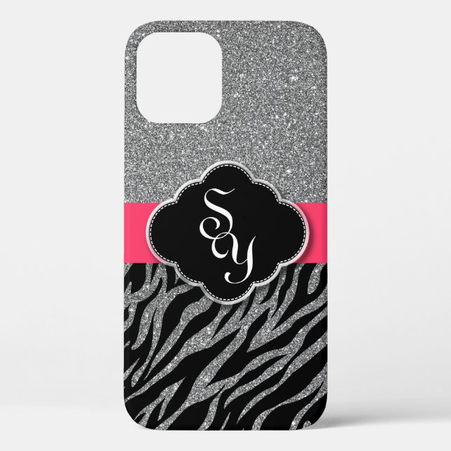 Coques Case-Mate iPhone Initiales du modèle Zebra de Parties scintillant d (Verso)