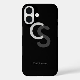 Coques iPhone 16 initiales et nom personnalisés . monogramme