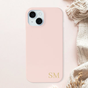 Coque Pour iPhone 15 Initiales minimalistes Monogram Peach Gold