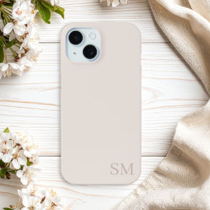 Coque Pour iPhone 15 Initiales minimalistes monogrammes beiges