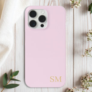 Coque iPhone 15 Pro Max Initiales minimalistes monogrammes en or rose