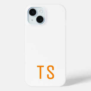 Coque Pour iPhone 15 Initiales minimes Monogrammes Modernes Orange Élég