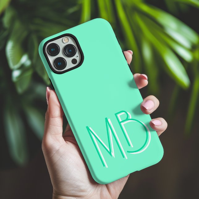 Coques Case-Mate iPhone Initiales Monogramme Aquamarine Moderne Contempora (Créateur téléchargé)