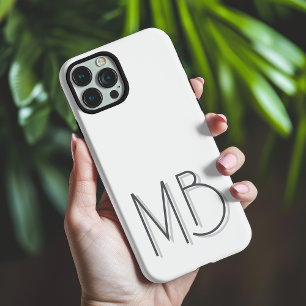 Coques iPhone 16 Pro Max Initiales Monogramme Blanc Moderne Contemporain