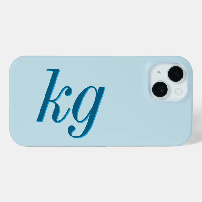 Coques Case-Mate iPhone Initiales Monogramme Bleu Élégant Moderne (Verso (horizontal))