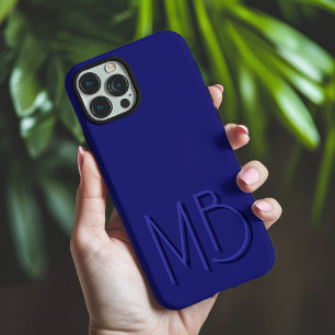 Coques iPhone 16 Pro Max Initiales Monogramme Bleu Moderne Contemporain