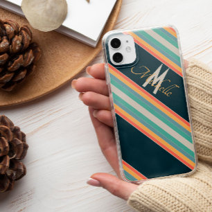 Case-Mate iPhone Case Initiales monogramme colorées à rayures des années