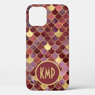 Case-Mate iPhone Case Initiales Monogramme Écailles de Sirène Violet Or
