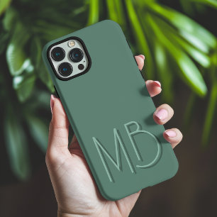 Coques iPhone 16 Pro Max Initiales Monogramme Eucalyptus Moderne Contempora