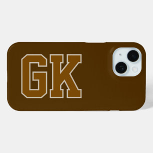 Coque Pour iPhone 15 Initiales Monogramme Marron Moderne