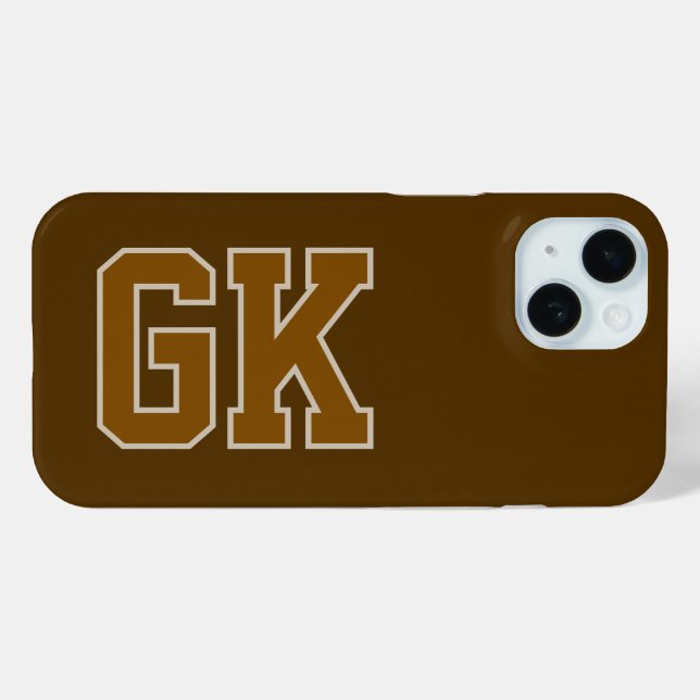 Coques Case-Mate iPhone Initiales Monogramme Marron Moderne (Verso (horizontal))