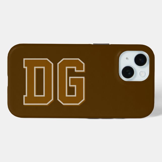 Coques Case-Mate iPhone Initiales Monogramme Marron Moderne (Verso (horizontal))