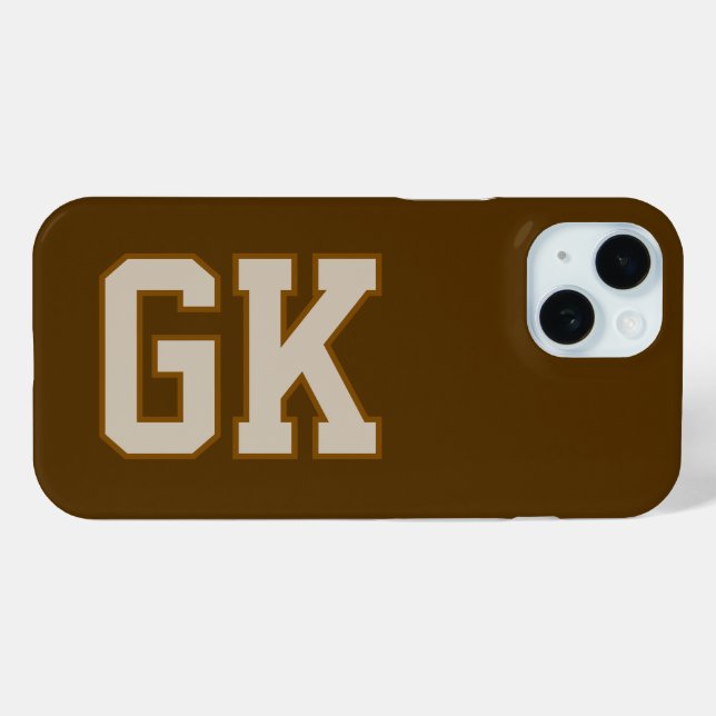 Coques Case-Mate iPhone Initiales Monogramme Marron Moderne (Verso (horizontal))