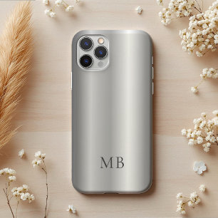 Case-Mate iPhone Case Initiales Monogramme Métallisé Faux Gris Argent Br
