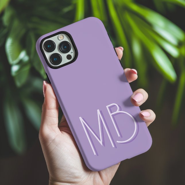 Coques Case-Mate iPhone Initiales Monogramme Moderne Violet Clair Contempo (Créateur téléchargé)