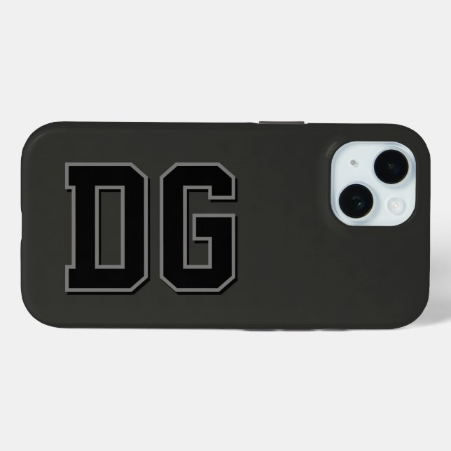 Coques Case-Mate iPhone Initiales Monogramme Noir Gris Moderne (Verso (horizontal))