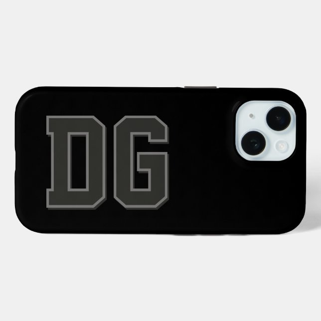 Coques Case-Mate iPhone Initiales Monogramme Noir Gris Moderne (Verso (horizontal))