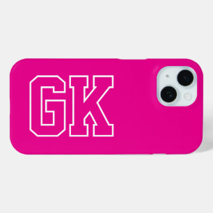 Coque Pour iPhone 15 Initiales Monogramme Rose Blanc Élégant Moderne