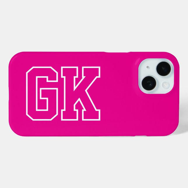 Coques Case-Mate iPhone Initiales Monogramme Rose Blanc Élégant Moderne (Verso (horizontal))