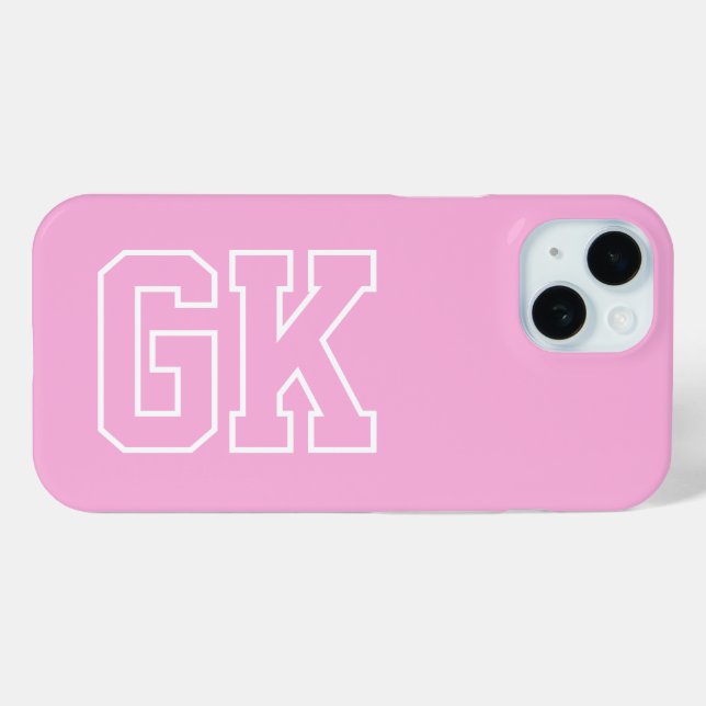 Coques Case-Mate iPhone Initiales Monogramme Rose Blanc Élégant Moderne (Verso (horizontal))