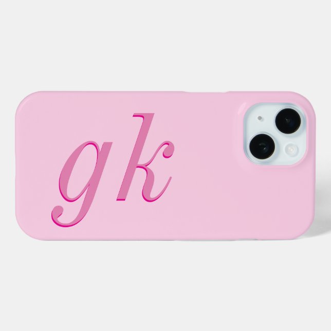 Coques Case-Mate iPhone Initiales Monogramme Rose Élégant Moderne (Verso (horizontal))
