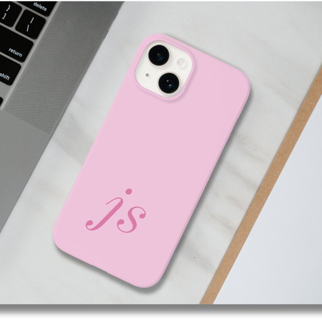 Coques Case-Mate iPhone Initiales Monogramme Rose Élégant Moderne (Créateur téléchargé)