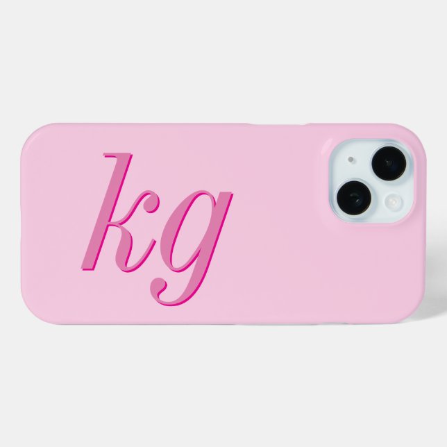 Coques Case-Mate iPhone Initiales Monogramme Rose Élégant Moderne (Verso (horizontal))