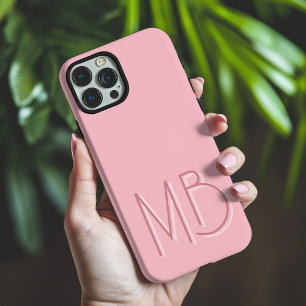 Coques iPhone 16 Pro Max Initiales Monogramme Rose Moderne Contemporain