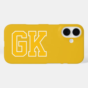 Coque Pour iPhone 16 Initiales Monogramme Universitaire Jaune College