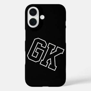 Coque Pour iPhone 16 Initiales Monogramme Universitaire Noir Blanc